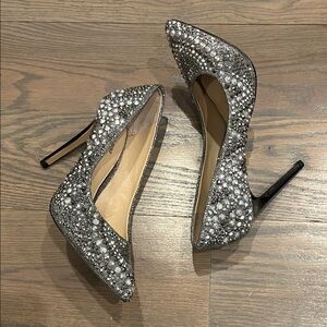 Gianni Bini Size 7 Silver Embellished Women's Heels